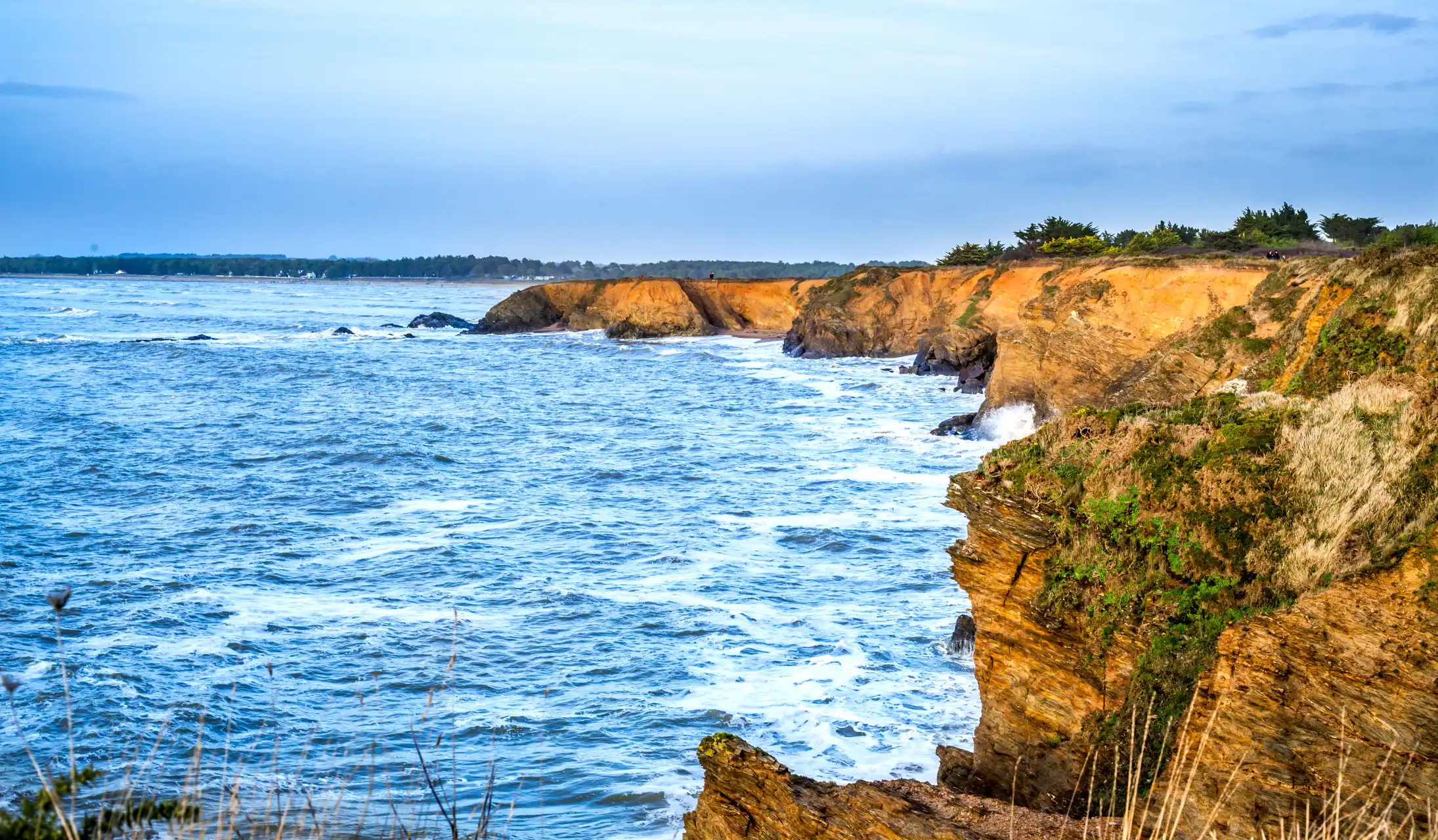 Pointe de Pen-Bé à Assérac avec ses falaises et criques sauvages en Loire-Atlantique